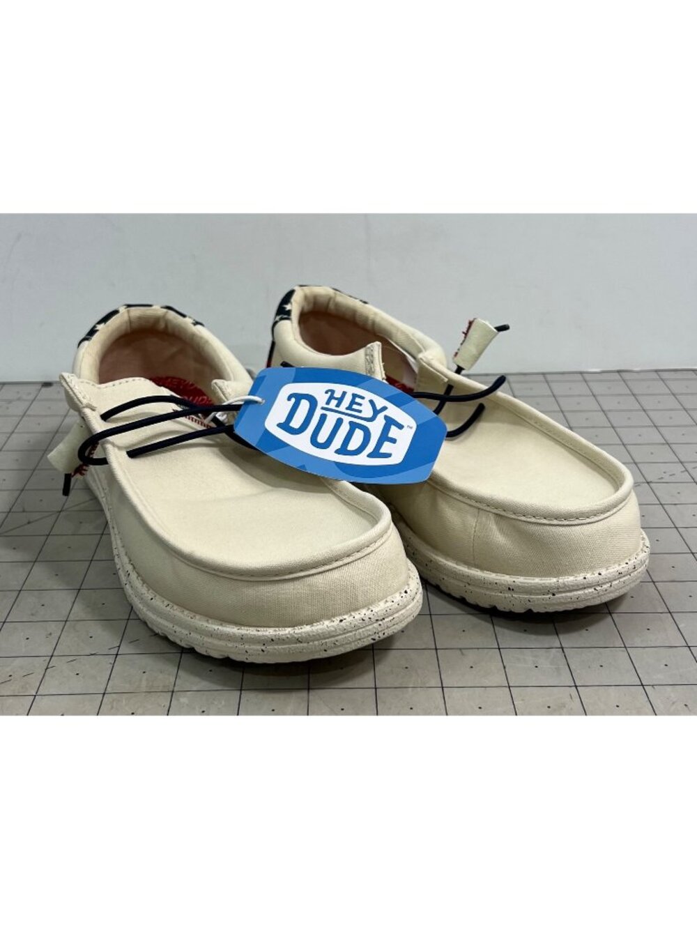 Hey Dude Men's Wally Americana Casual Shoes - Off White Sz. 7 New